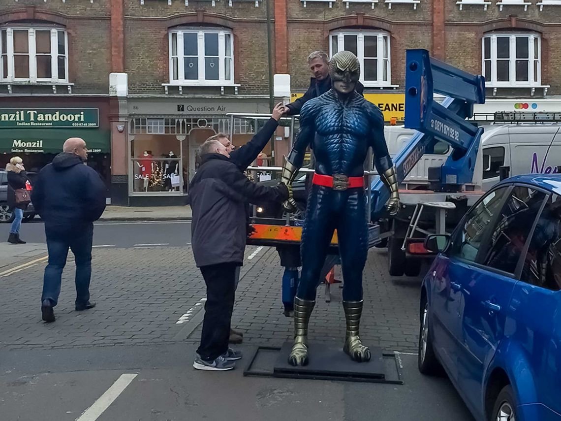 Giant Birdman props in London